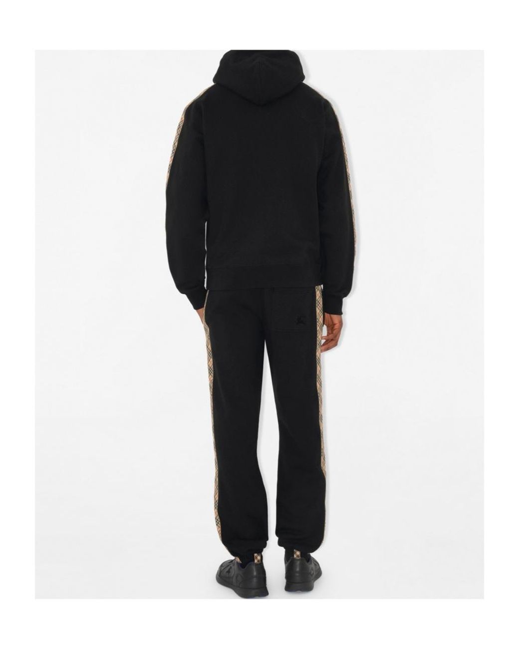 Burberry Black Ekd Embroidered Checked Drawstring Hoodie for men
