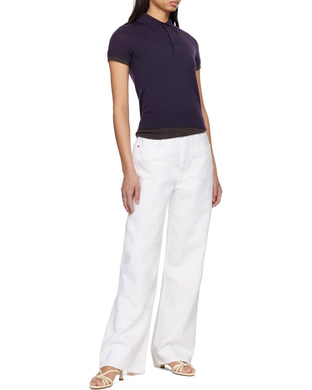 Agolde White Denim Trousers With Belt Loops