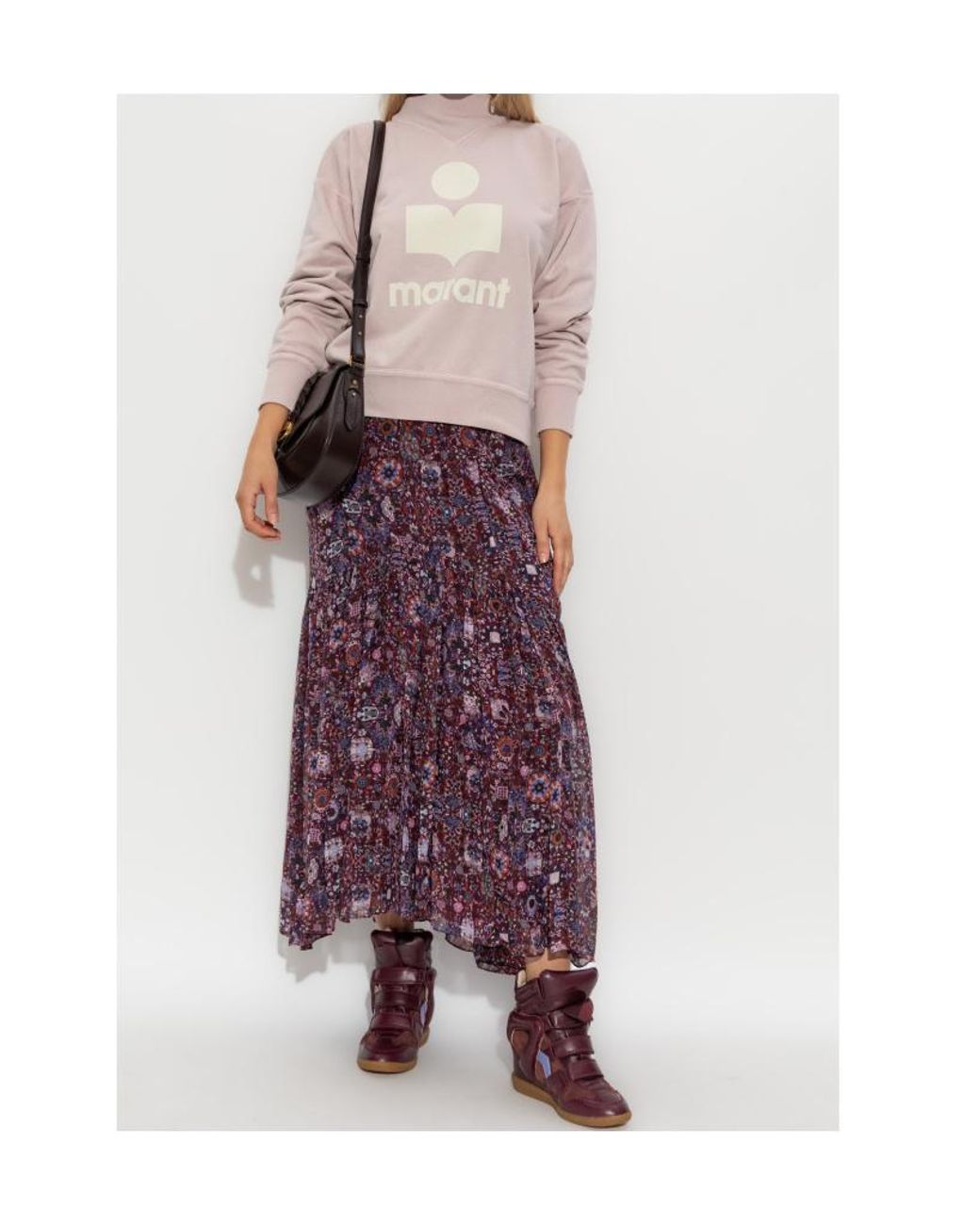 Isabel Marant Pink Logo-Print Mock-Neck Sweatshirt
