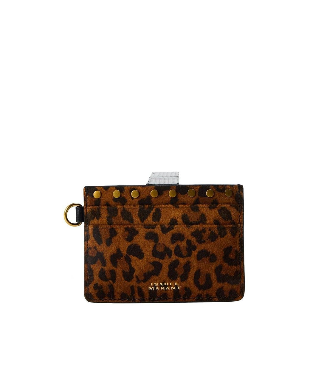 Isabel Marant Brown Leopardprint Suede Card Holder