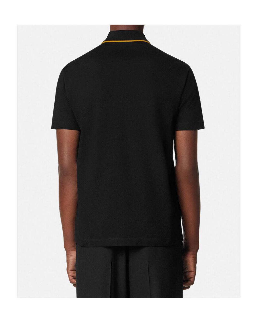 Versace Black Medusa Head Embroidered Short-Sleeved Polo Shirt for men