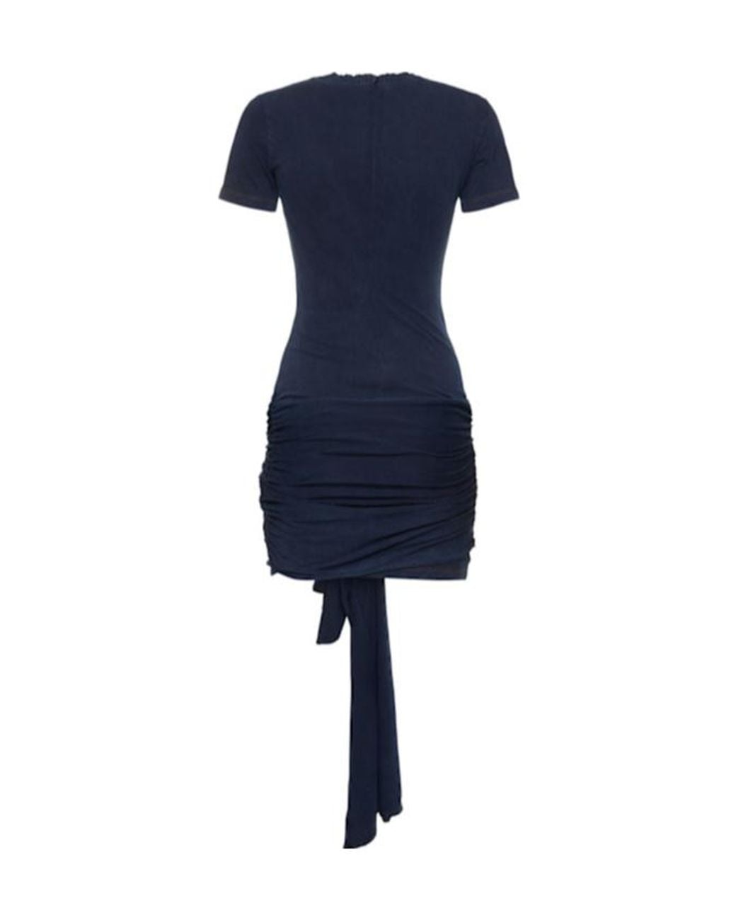 GIUSEPPE DI MORABITO Blue Knitted Ruffled Mini Dress