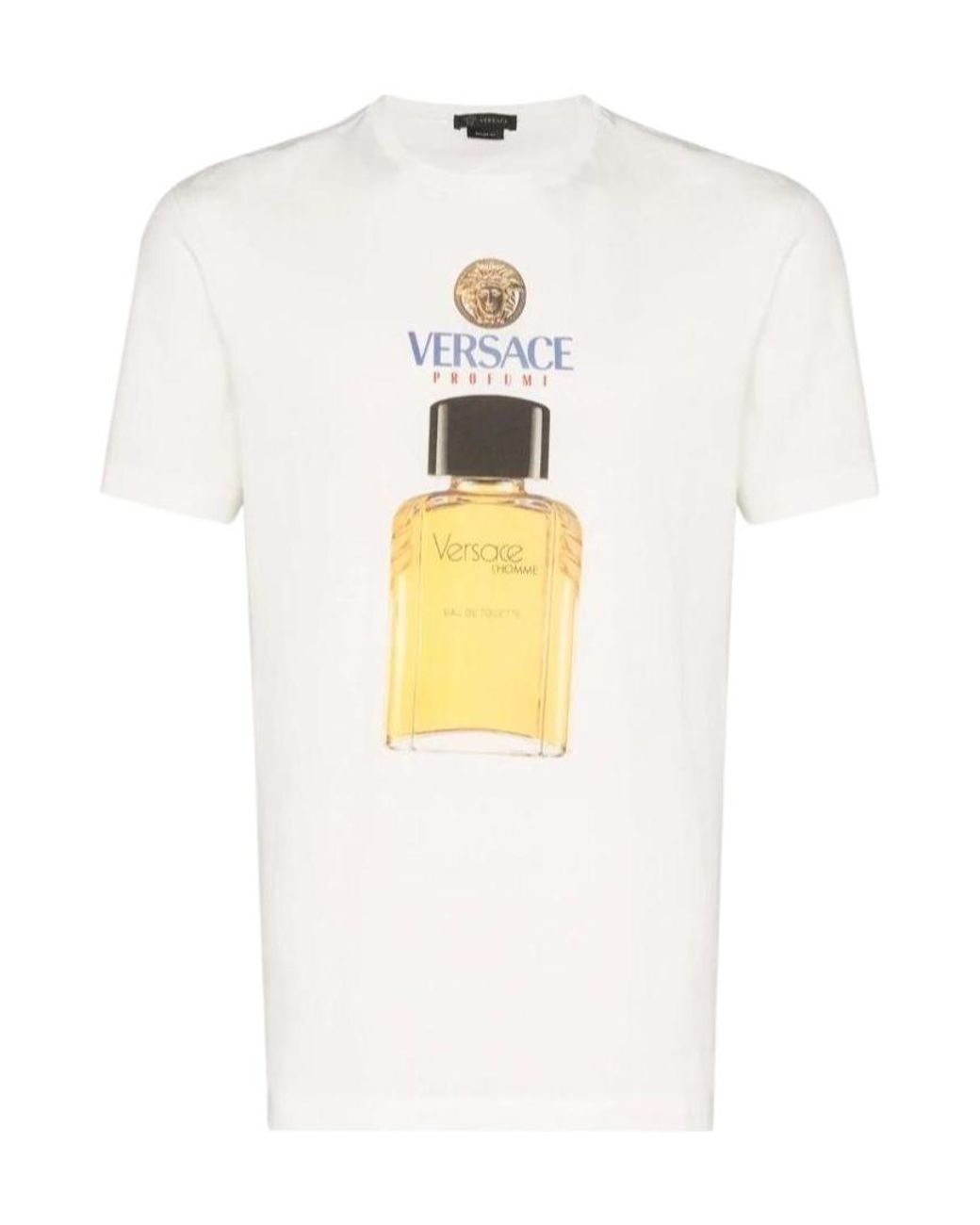 Versace White Logo Perfume Print T-Shirt for men