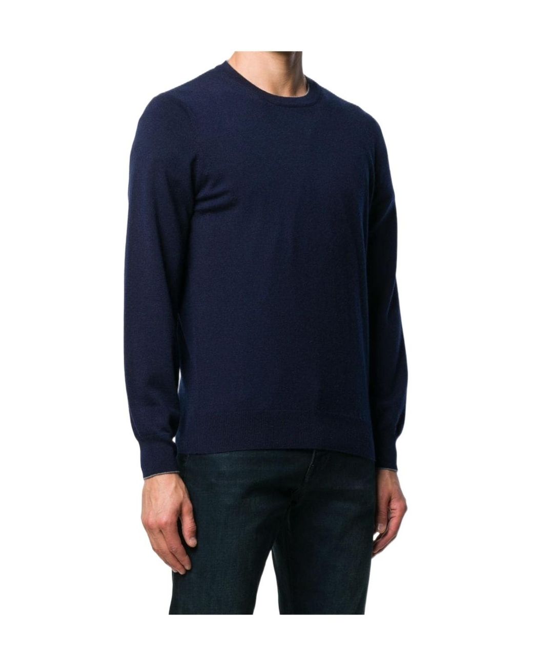 Brunello Cucinelli Blue Crewneck Knitted Jumper for men