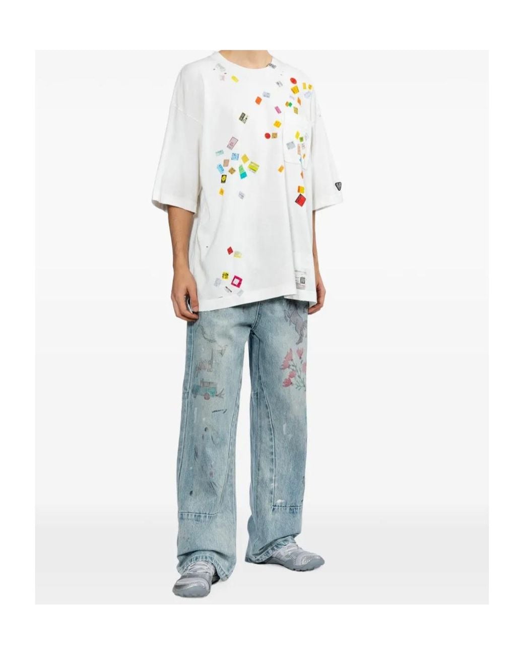 Maison Mihara Yasuhiro White Price-Tag-Sticker-Printed T-Shirt for men