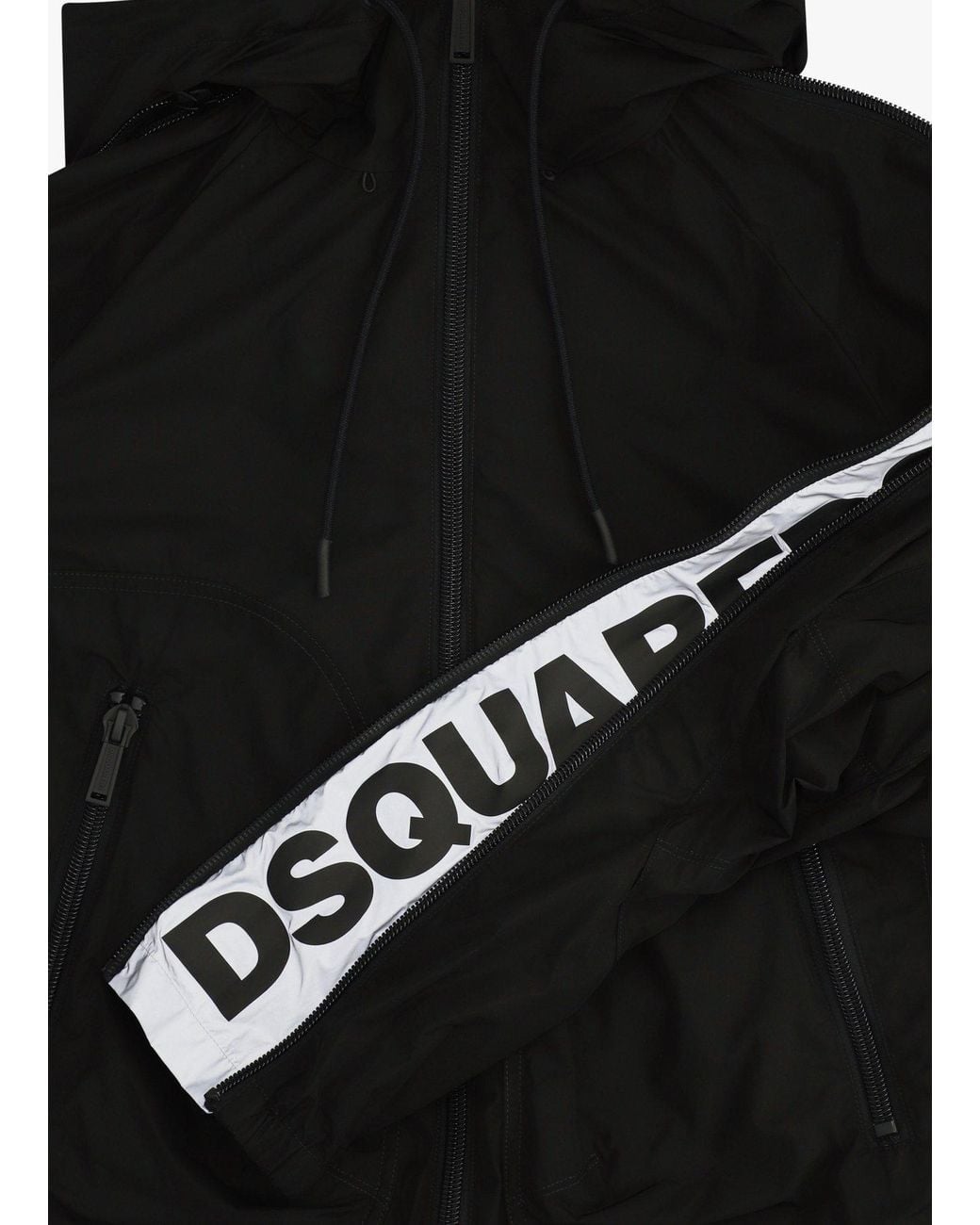 DSquared² Black Zipped-Sleeves Hooded Jacket for men