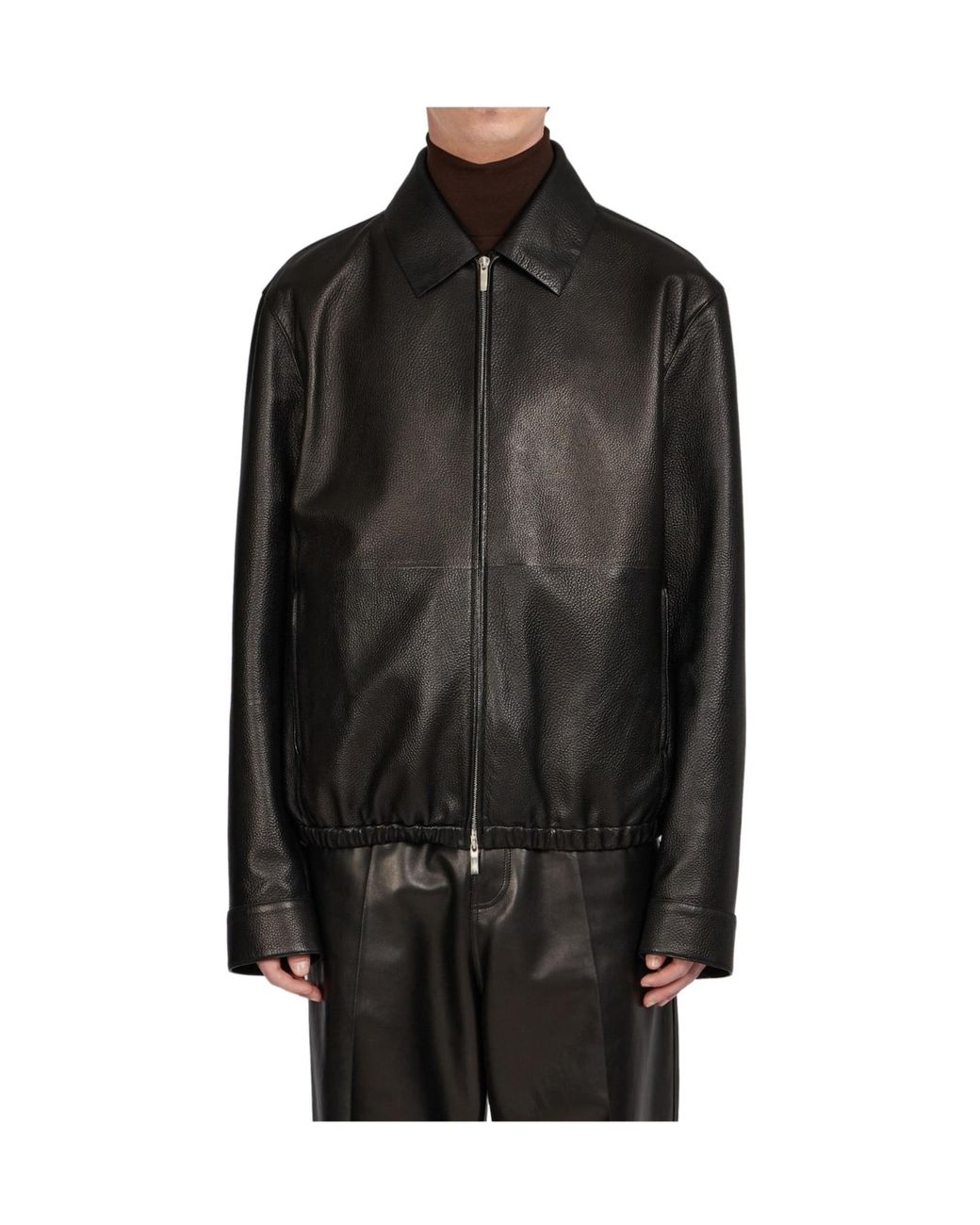 Ferragamo Black Ferragamo Zip-Up Leather Jacket for men