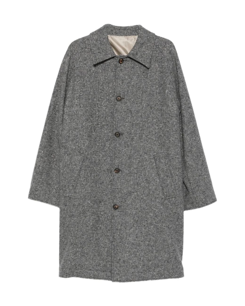 Eleventy Gray Button-Fastening Wool-Blend Coat for men