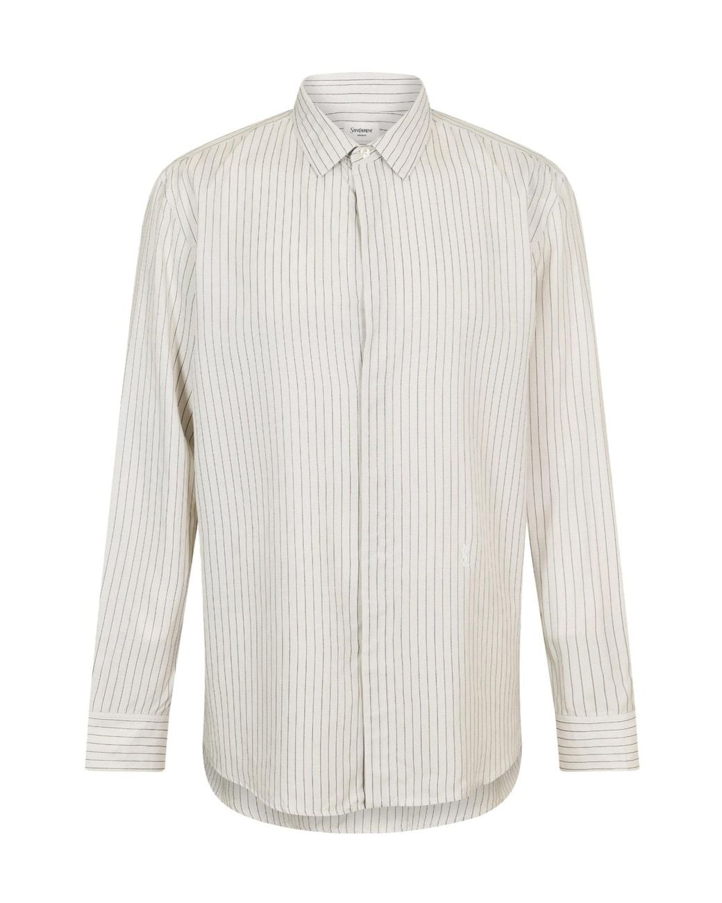Saint Laurent White Long Sleeve Patterned Shirt for men