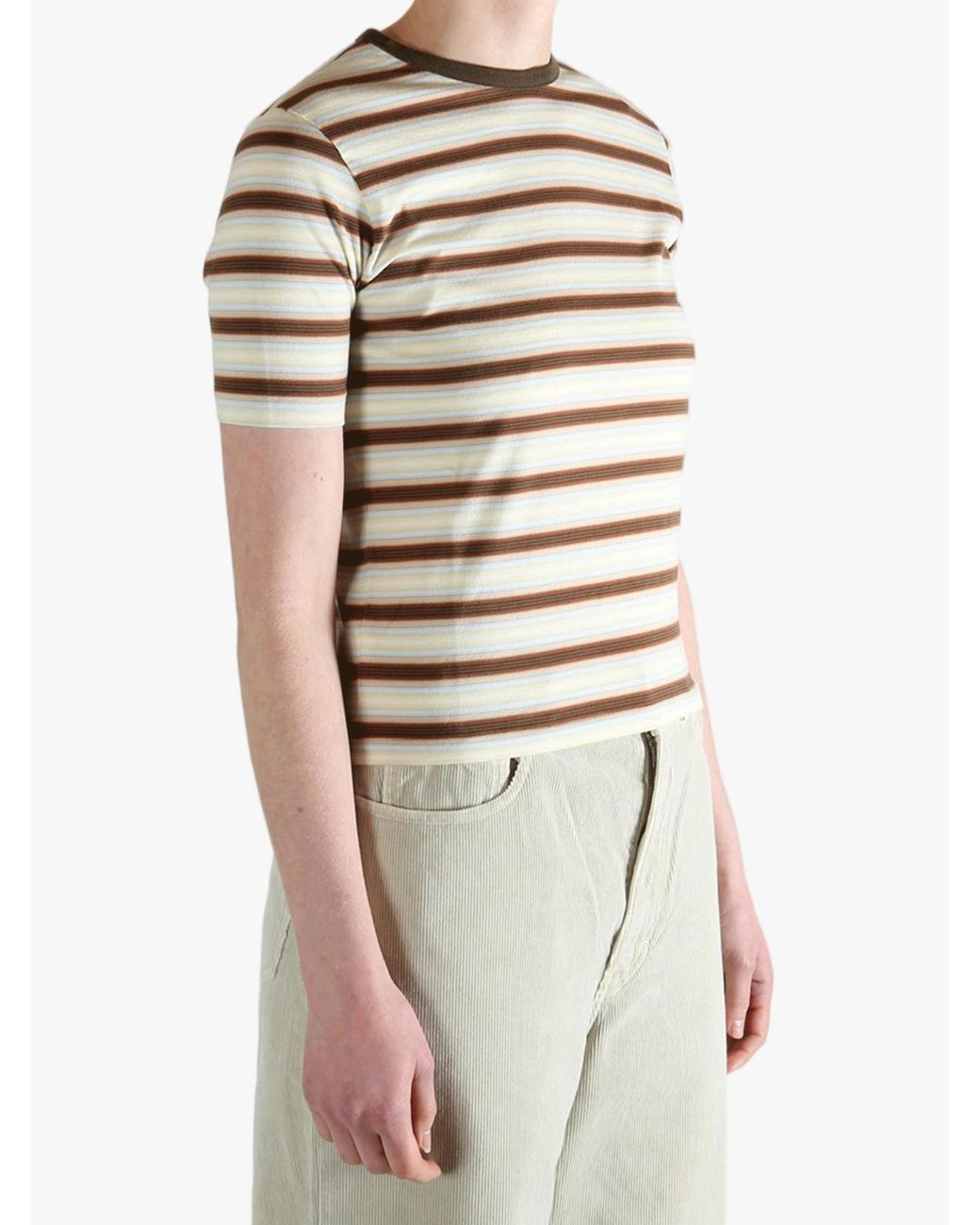 Auralee White Gradient Striped T-Shirt