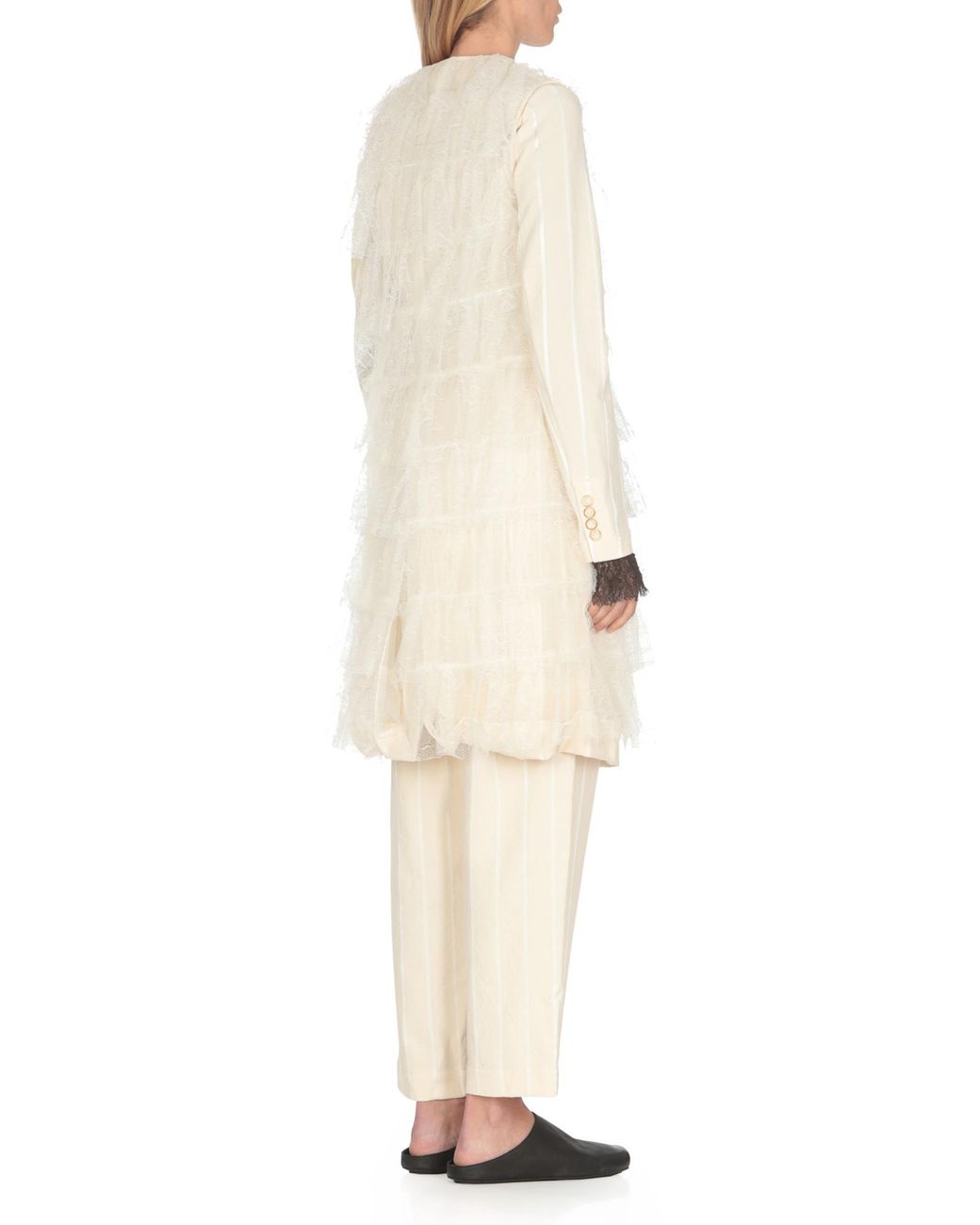 Uma Wang White Laminated Single-Breasted Coat