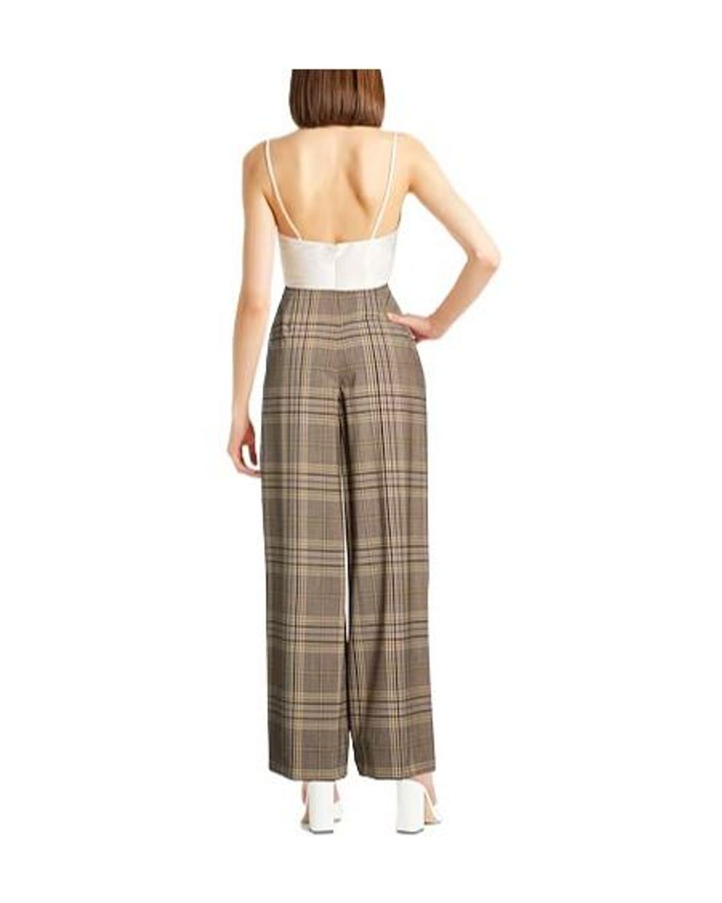 Tory Burch Natural Check Loose Fit Trousers