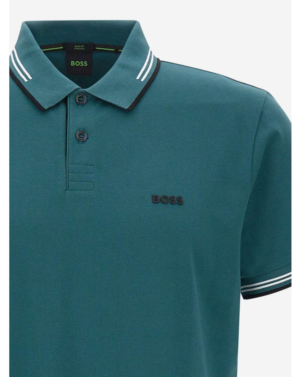 Boss Green Tipped Collar Logo Polo Shirt for men