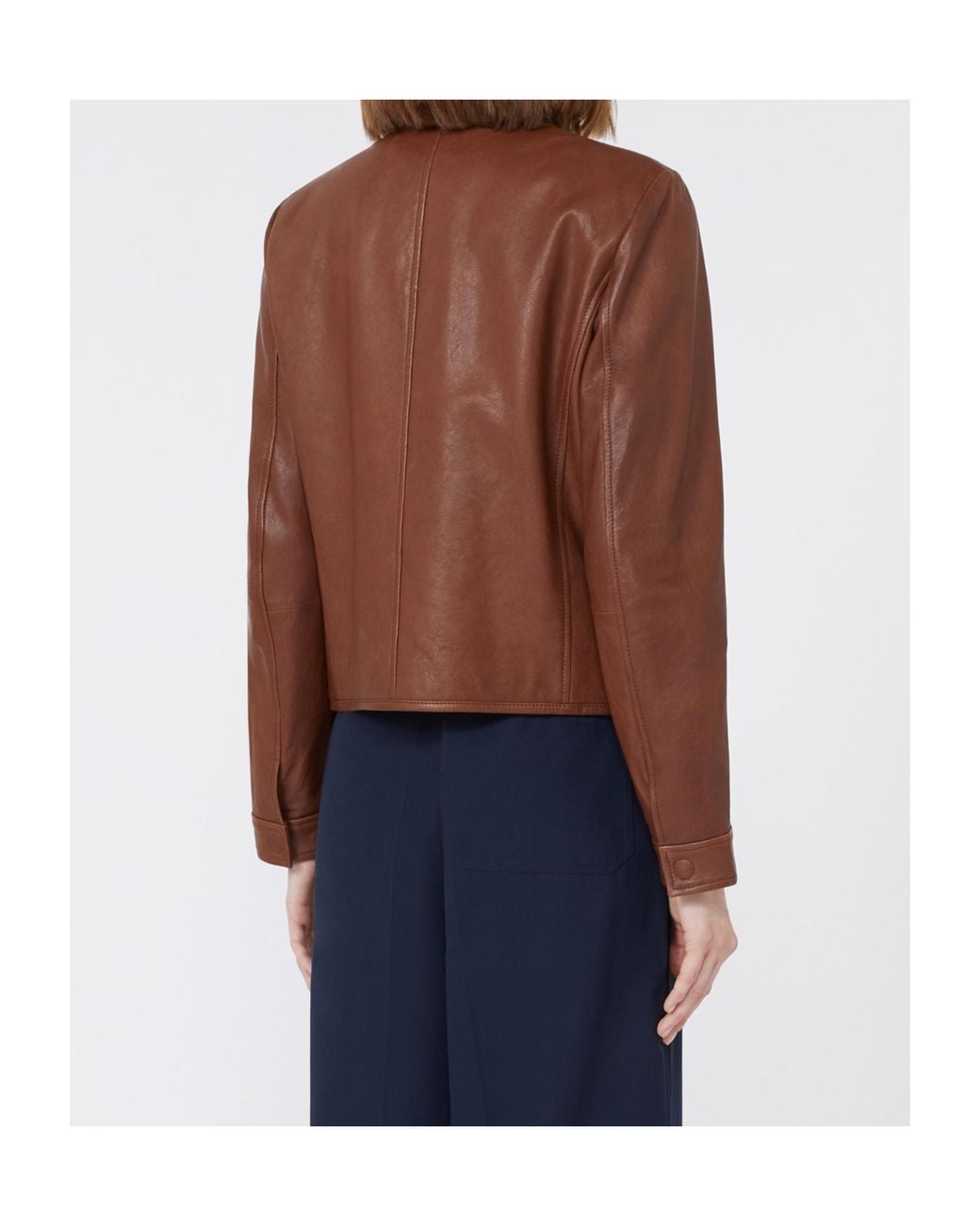 Max Mara Brown Short Nappa Leather Jacket