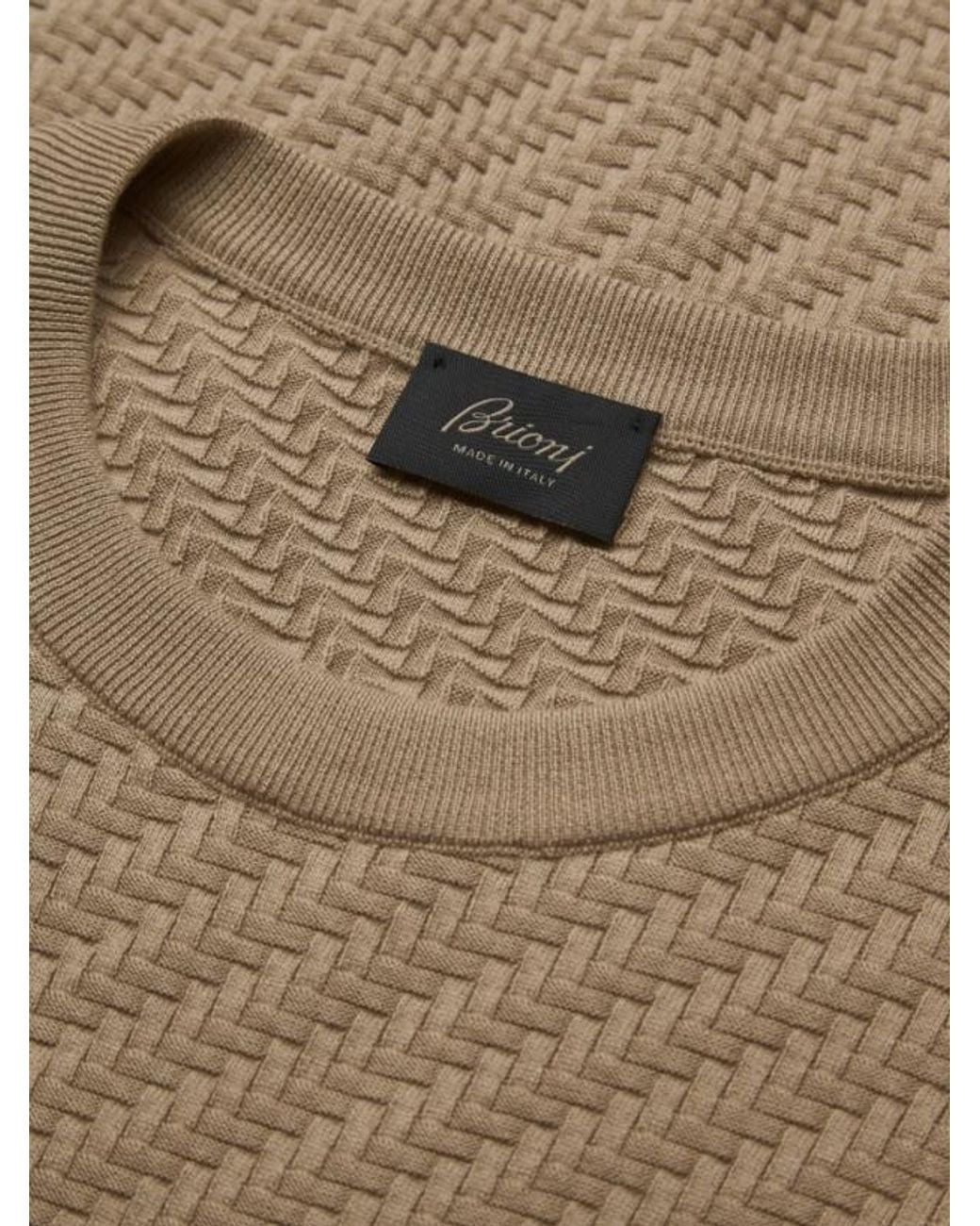 Brioni Brown Textured Crew-Neck Knitted Sweater for men