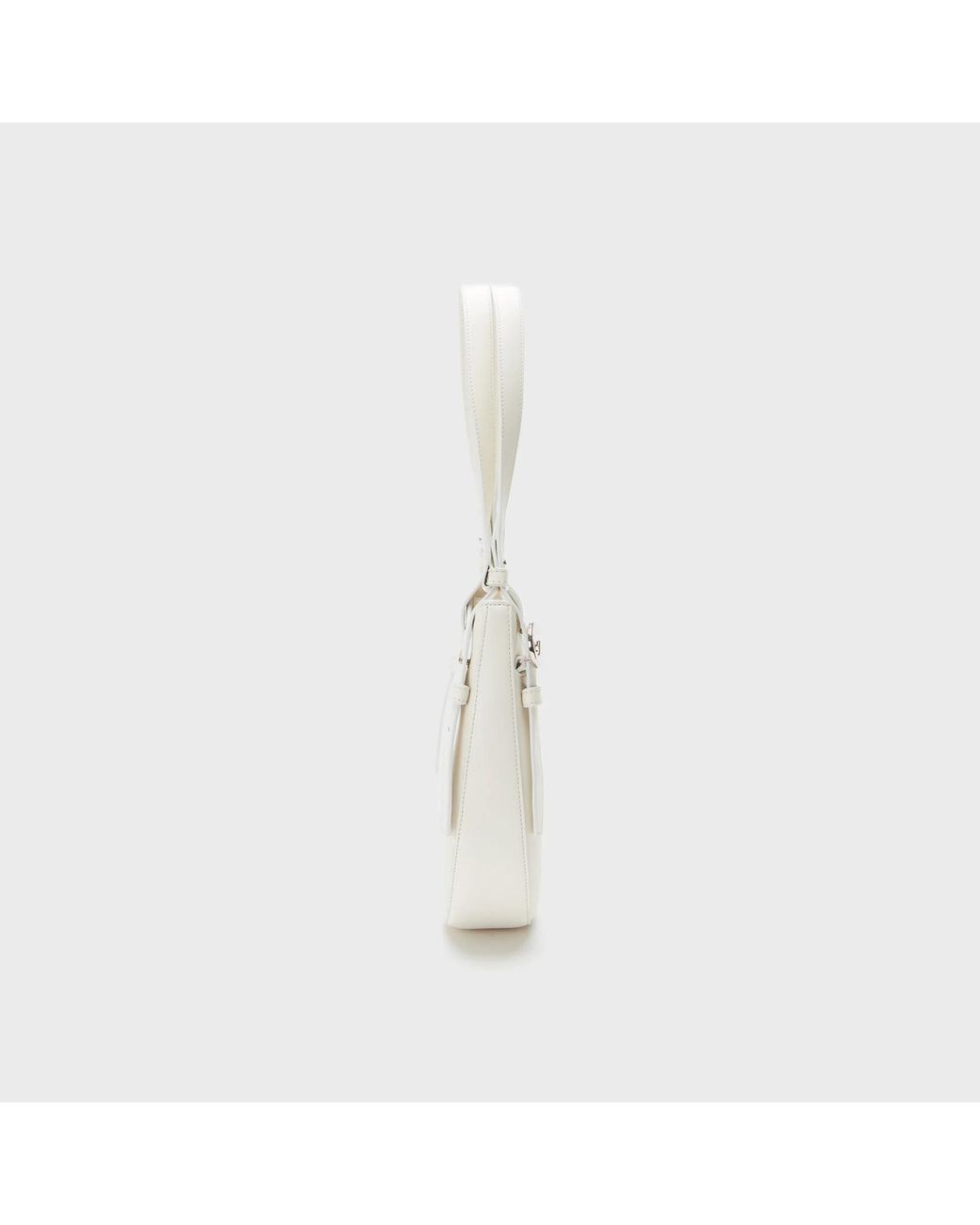 Coperni White Mini Logo-Buckle Tote Bag