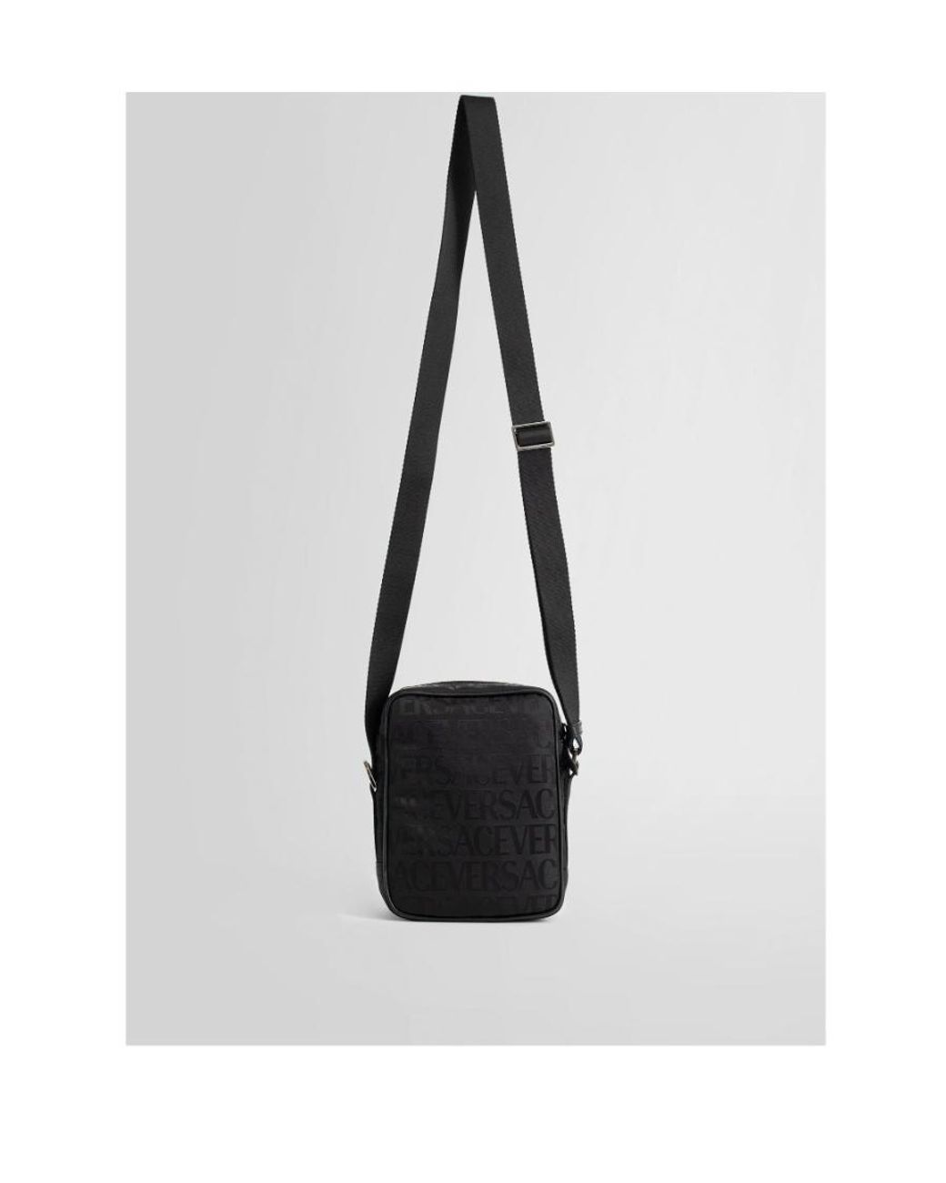 Versace White Greca Plaque Foldover Top Messenger Bag for men
