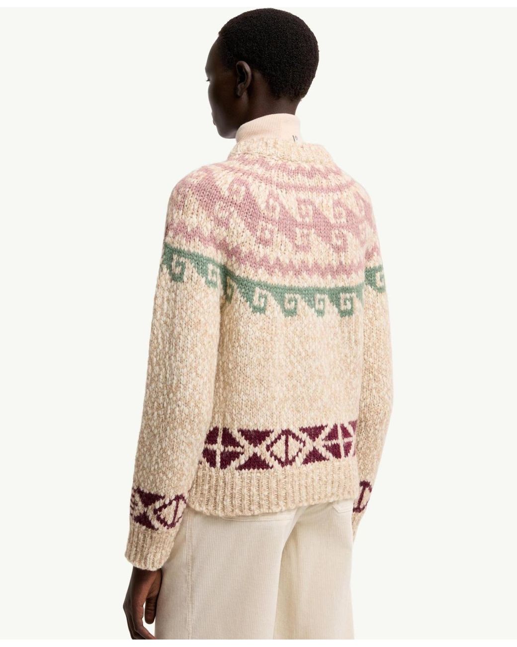 Moncler Natural Grenoble Jacquard Crew Neck Knitted Sweater