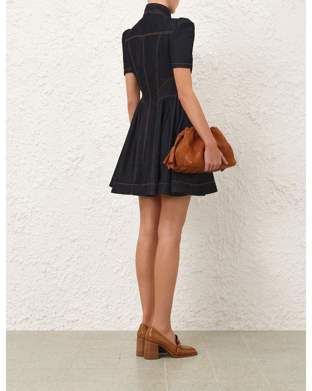 Zimmermann Black Buttoned Denim Shirt Dress