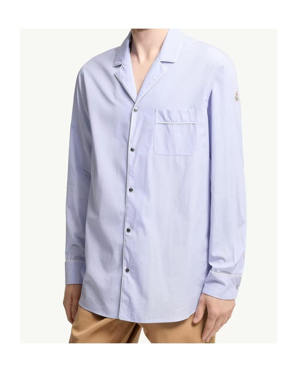 Moncler Blue Fil-À-Fil Cotton Long Sleeve Shirt for men