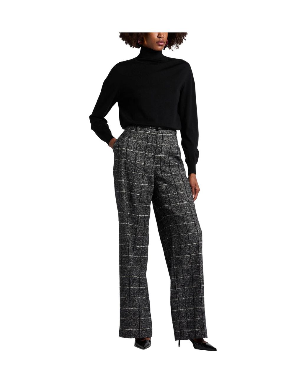 Dolce & Gabbana Gray Plaid Wide-Leg Pants