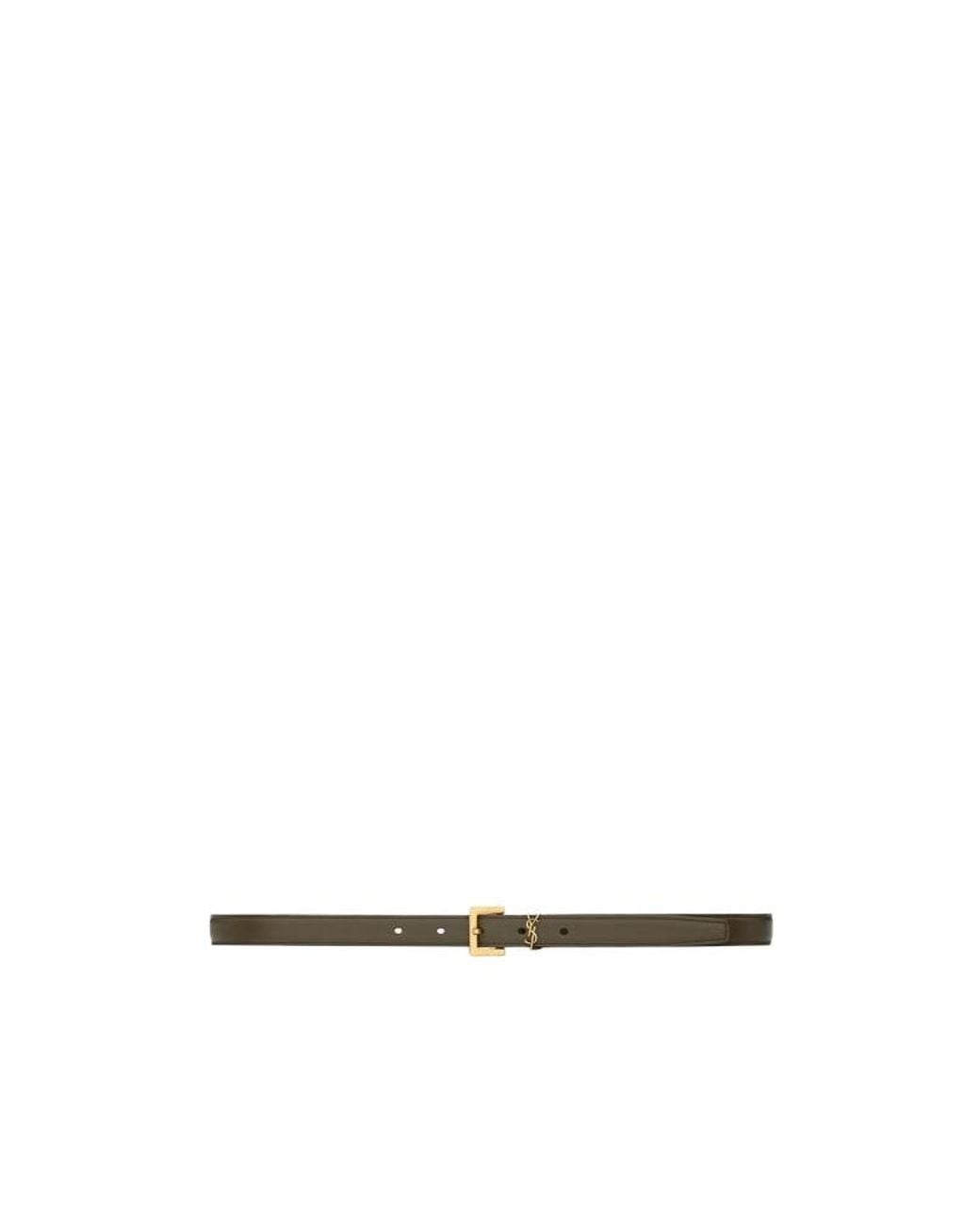 Saint Laurent White Cassandre Thin Belt