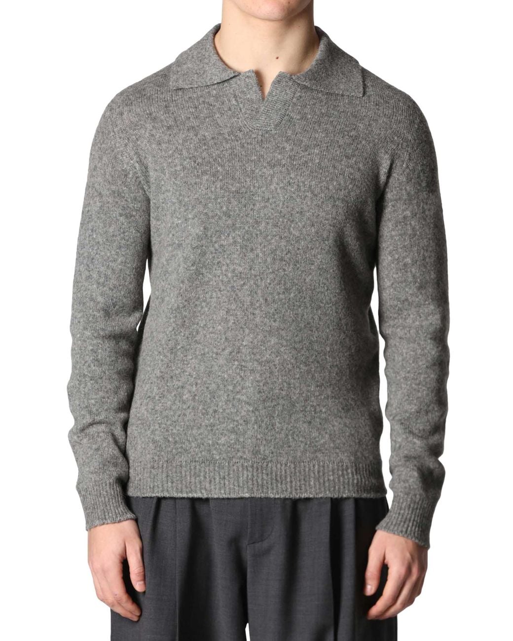 Roberto Collina Gray Collared Long-Sleeve Sweater for men