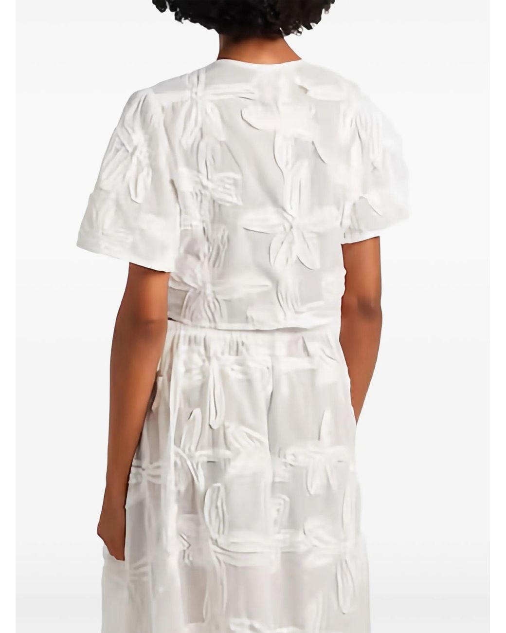 Farm Rio White Embroidered Cropped Blouse