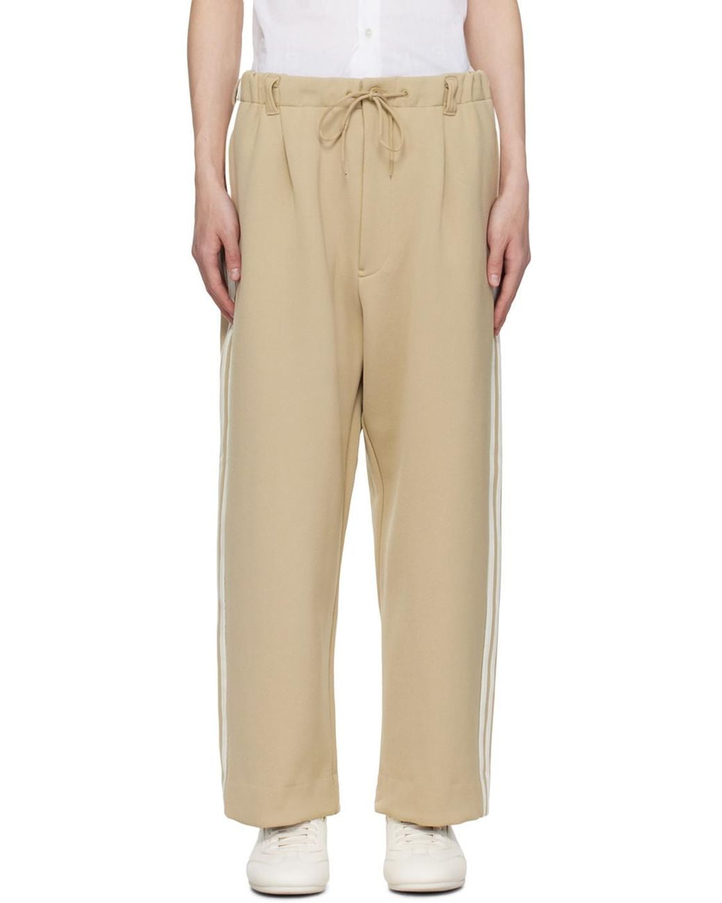 Y-3 Natural Signature 3-Stripes Logo Drawstring Track Pants for men