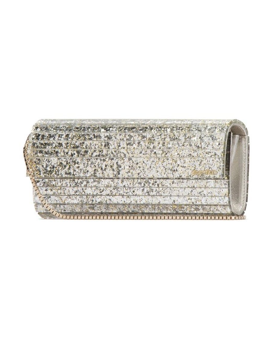 Jimmy Choo Gray Sweetie Glittered Clutch Bag