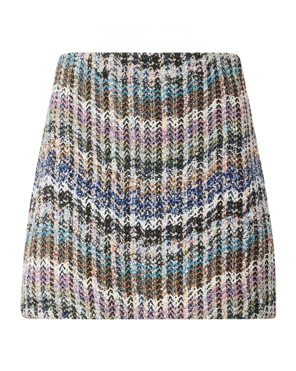 Missoni Multicolor Striped Metallic Crochet-Knit Mini Skirt