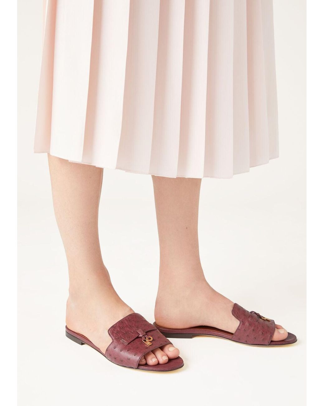 Loro Piana Brown Open-Toed Slippers