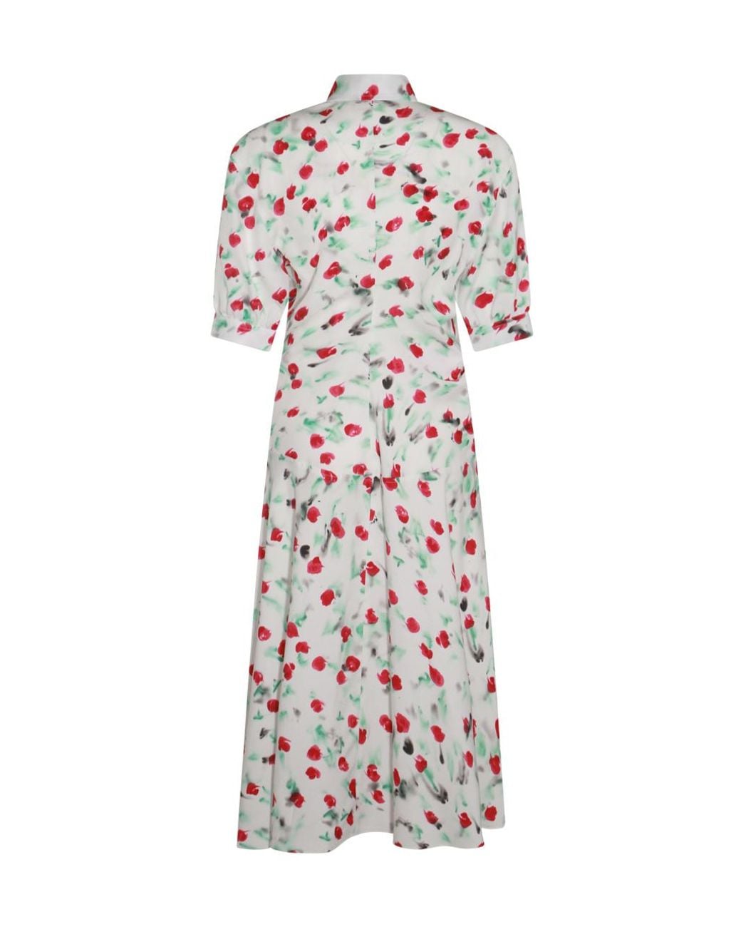 Marni White Floral Printed Midi Dress
