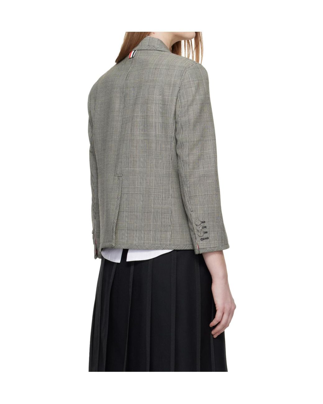 Thom Browne Gray Plaid Wool Suit Jacket