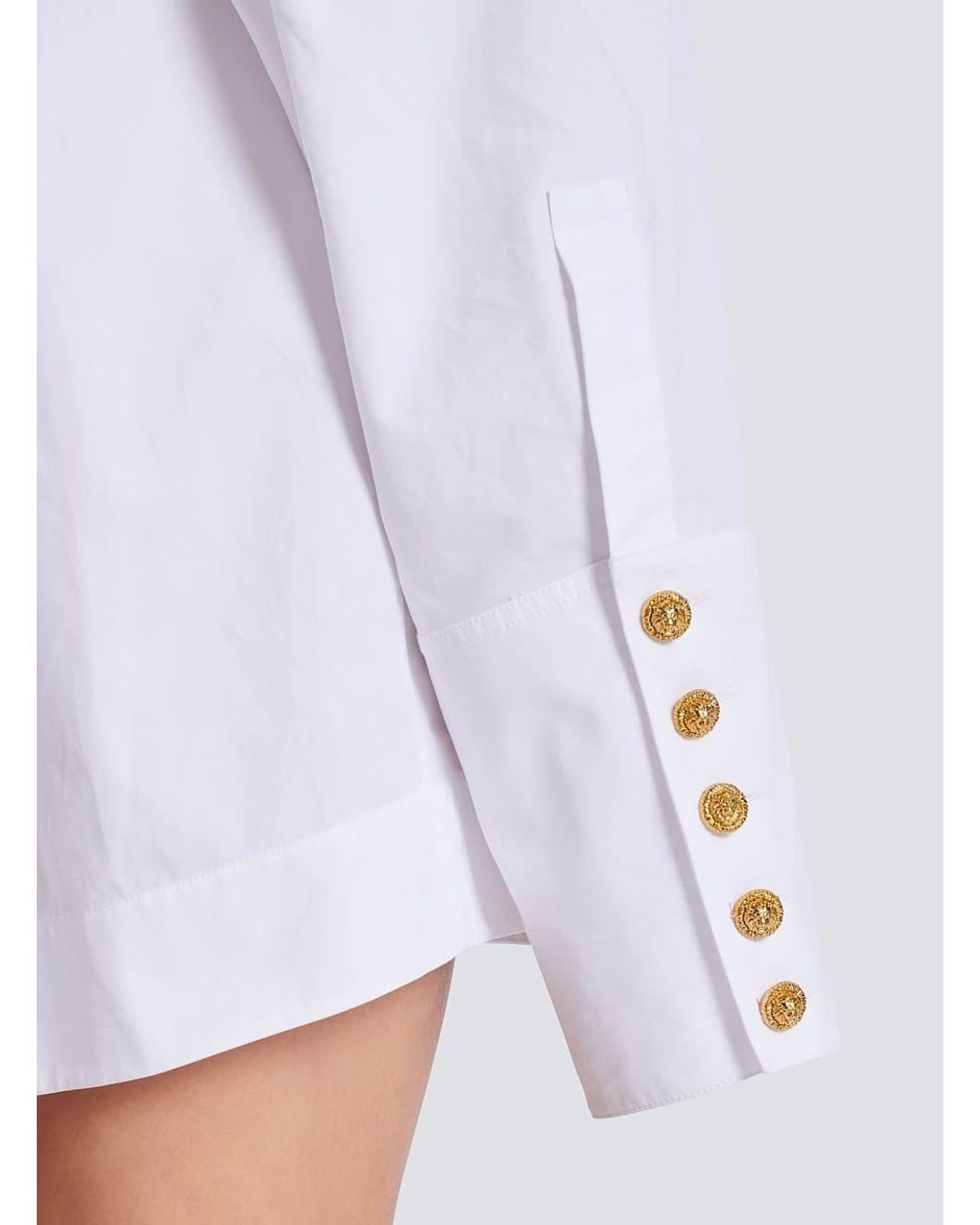 Balmain White Cotton Poplin Shirt Dress