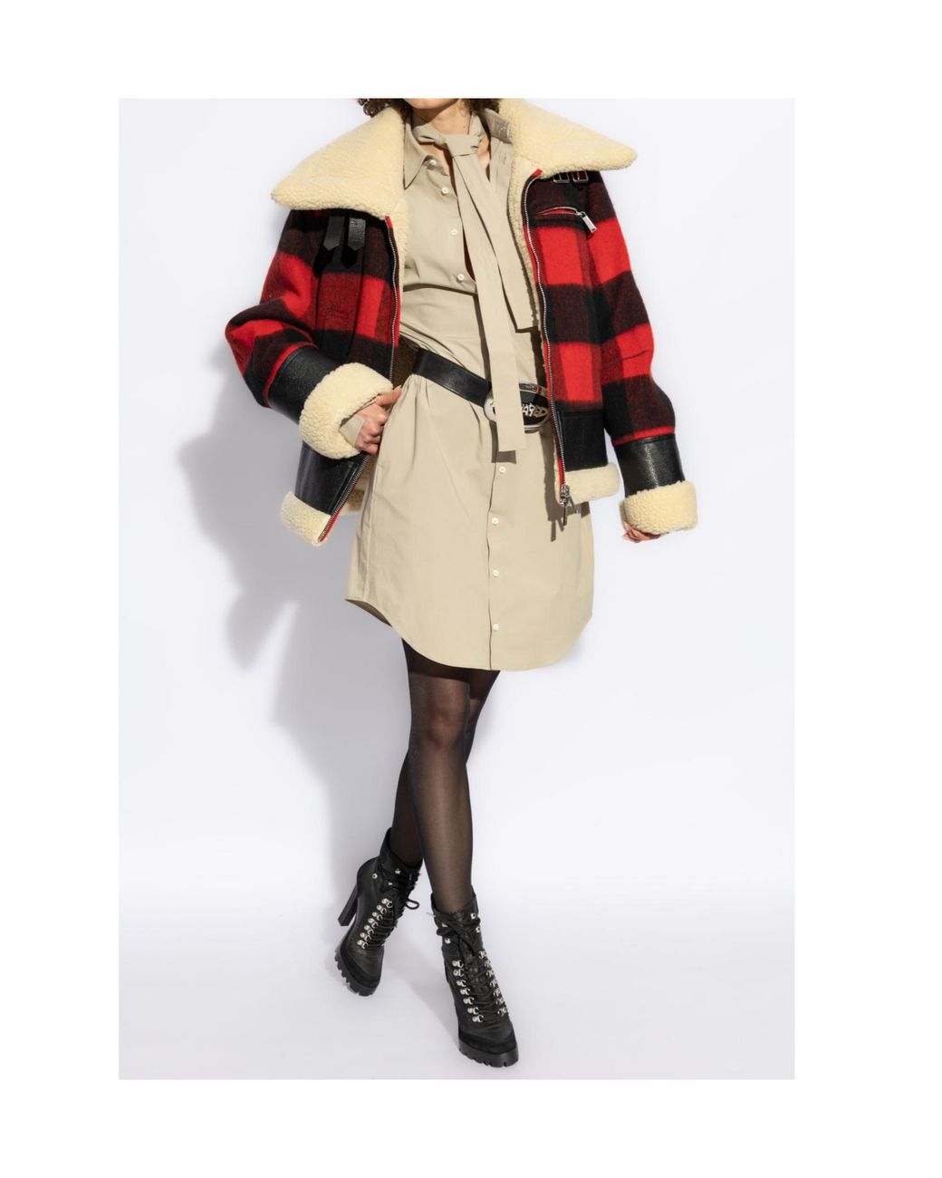 DSquared² Natural Belted Waist Buttoned Shirt Dress
