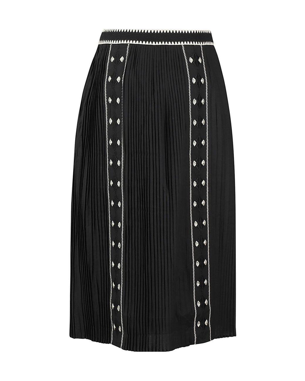 Ulla Johnson Black Pleated Midi Skirt
