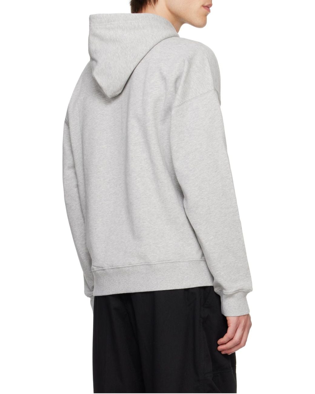 DIESEL Gray Logo Embroidered Drawstring Hoodie for men