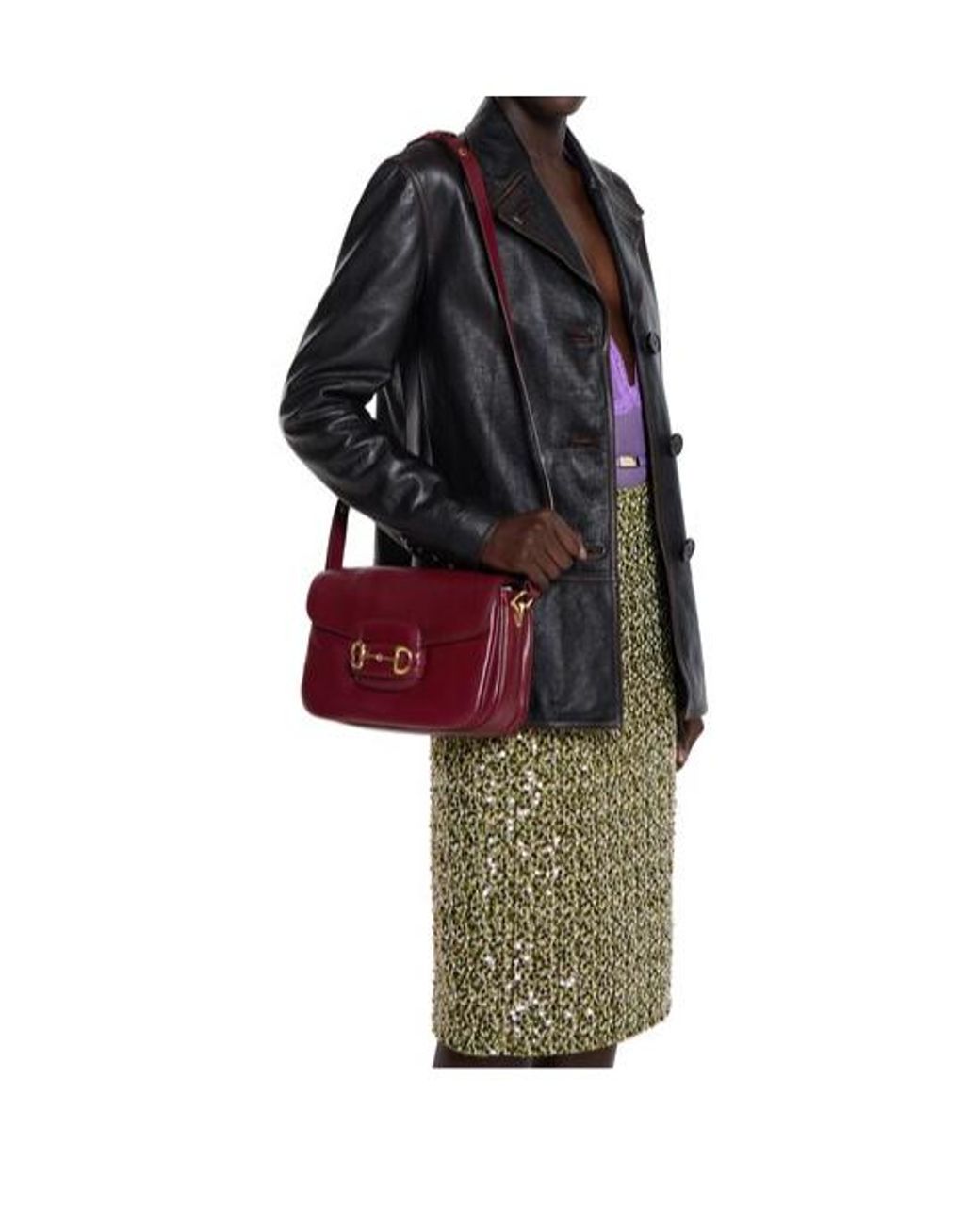 Gucci Red Horsebit 1955 Aura Small Shoulder Bag