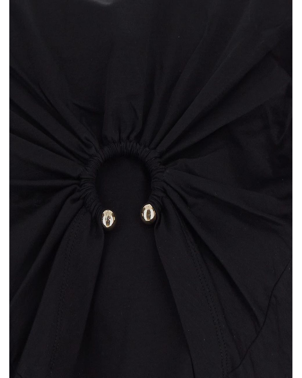 Rabanne Black Rabanne Ring Detail Cropped T-Shirt