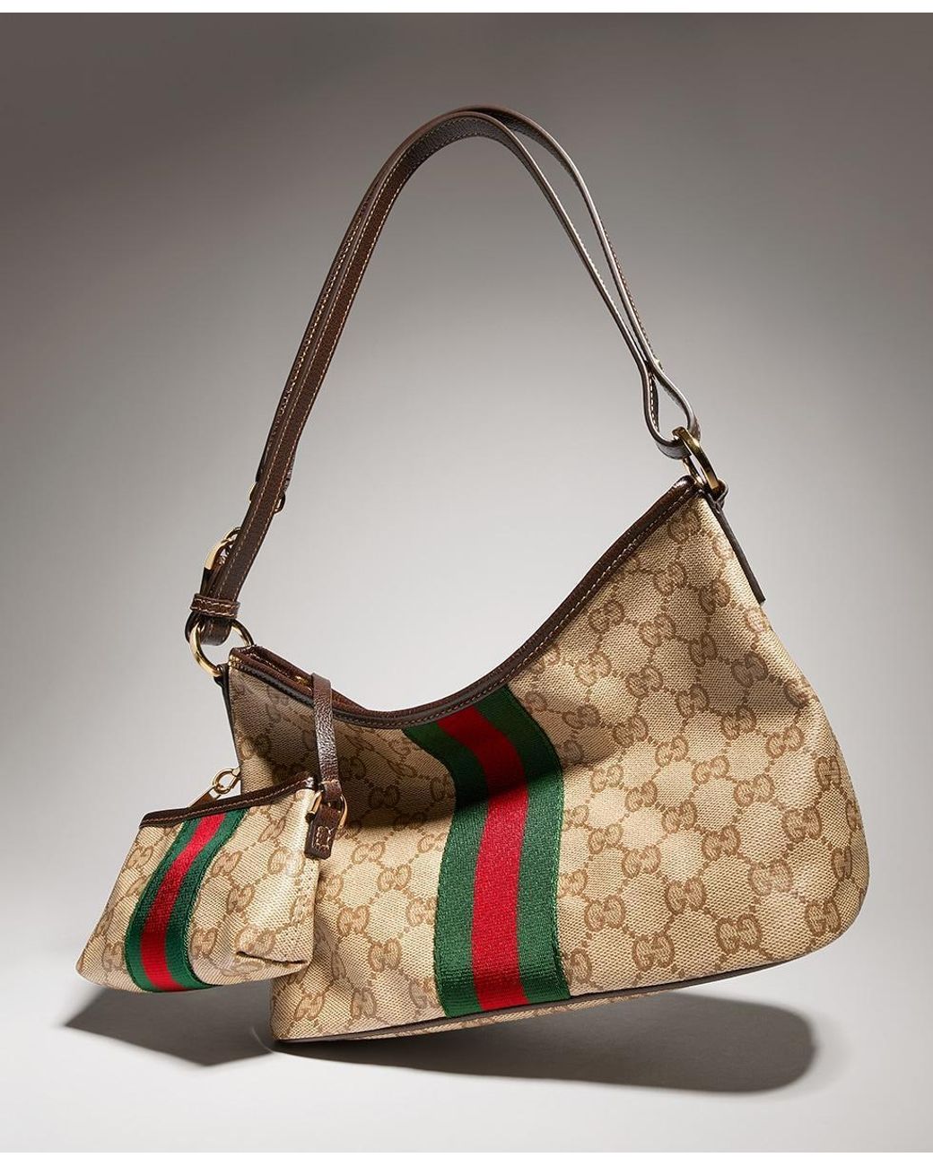 Gucci Brown Medium Shoulder Bag With Web