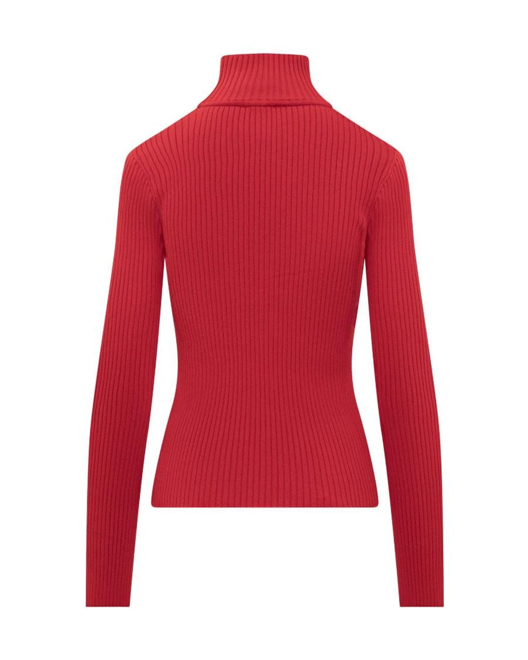 Courreges Red Cut-Out Ribbed Sweatshirt