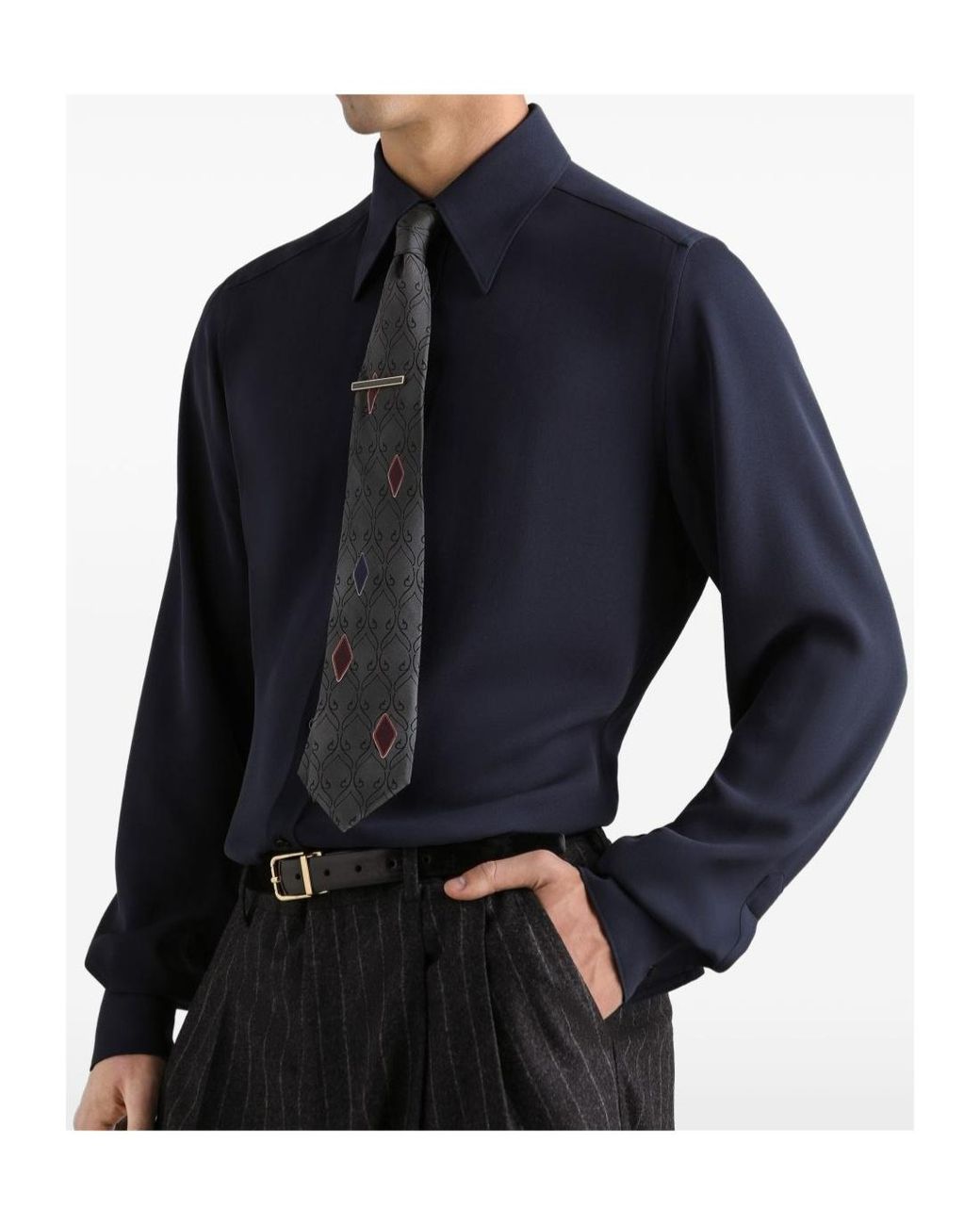Dolce & Gabbana Blue Collared Long-Sleeved Shirt for men