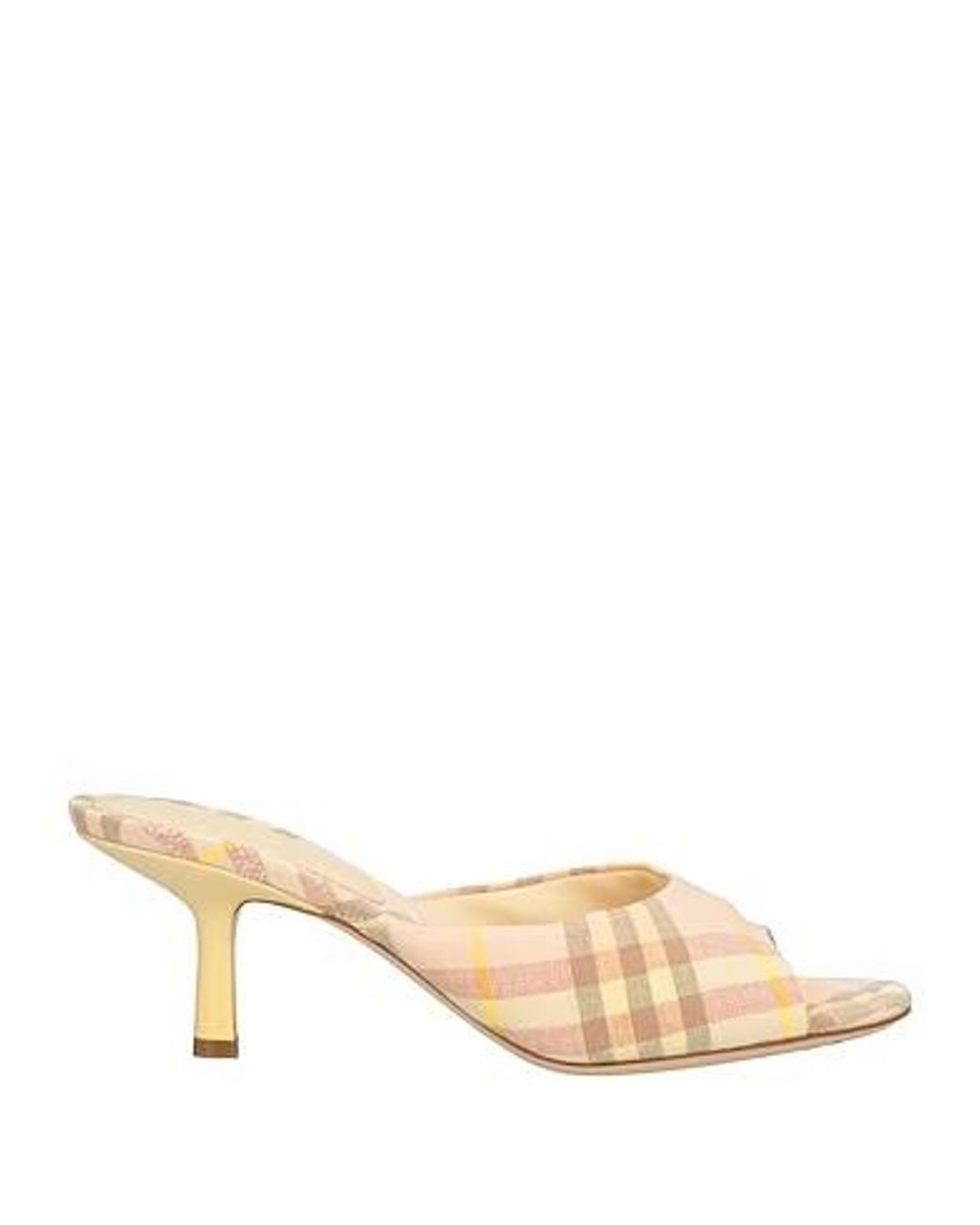 Burberry Natural Printed High-Heel Slide Sandals