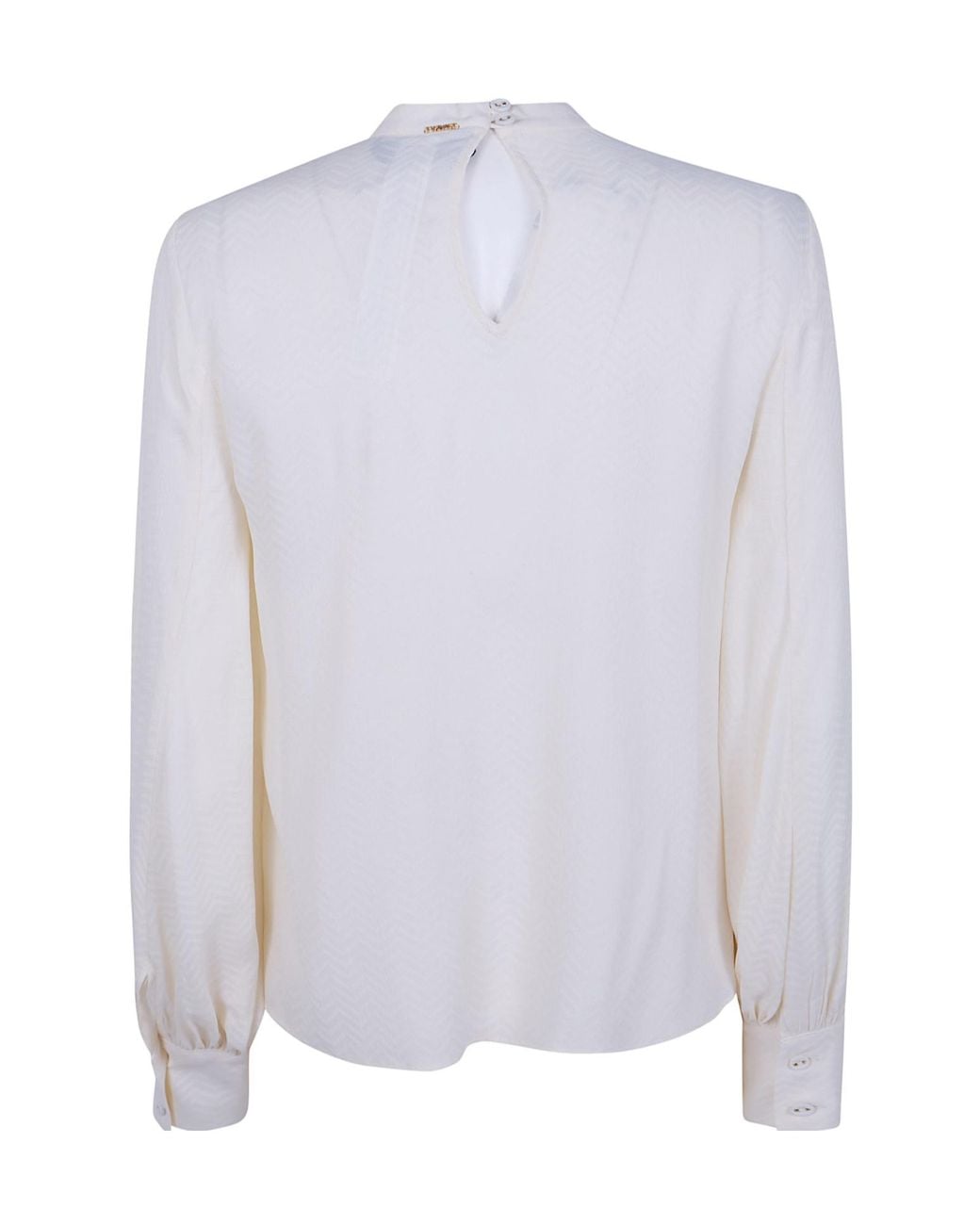 Twinset White Draped Ruffled Long-Sleeve Top