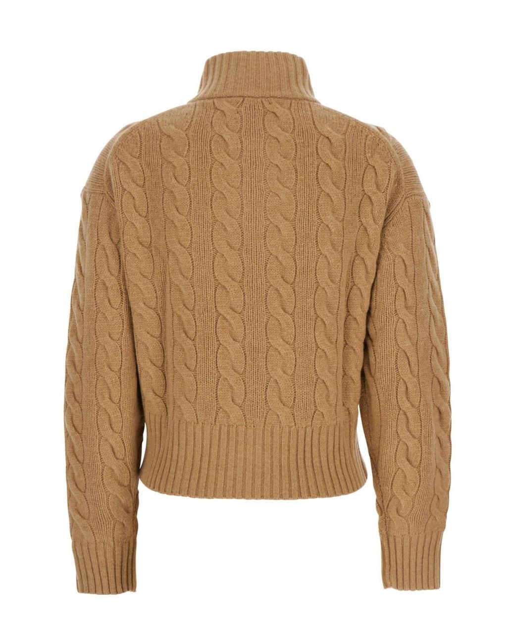 Polo Ralph Lauren Brown Logo Embroidered Cable-Knit Jumper