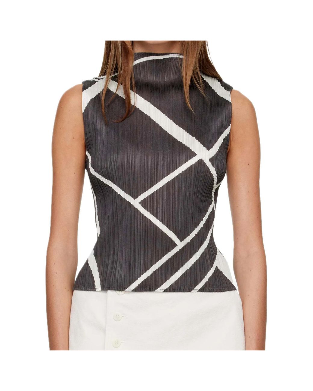Pleats Please Issey Miyake Black Pleats Please Issey Miyake Fold Line Sleeveless Top