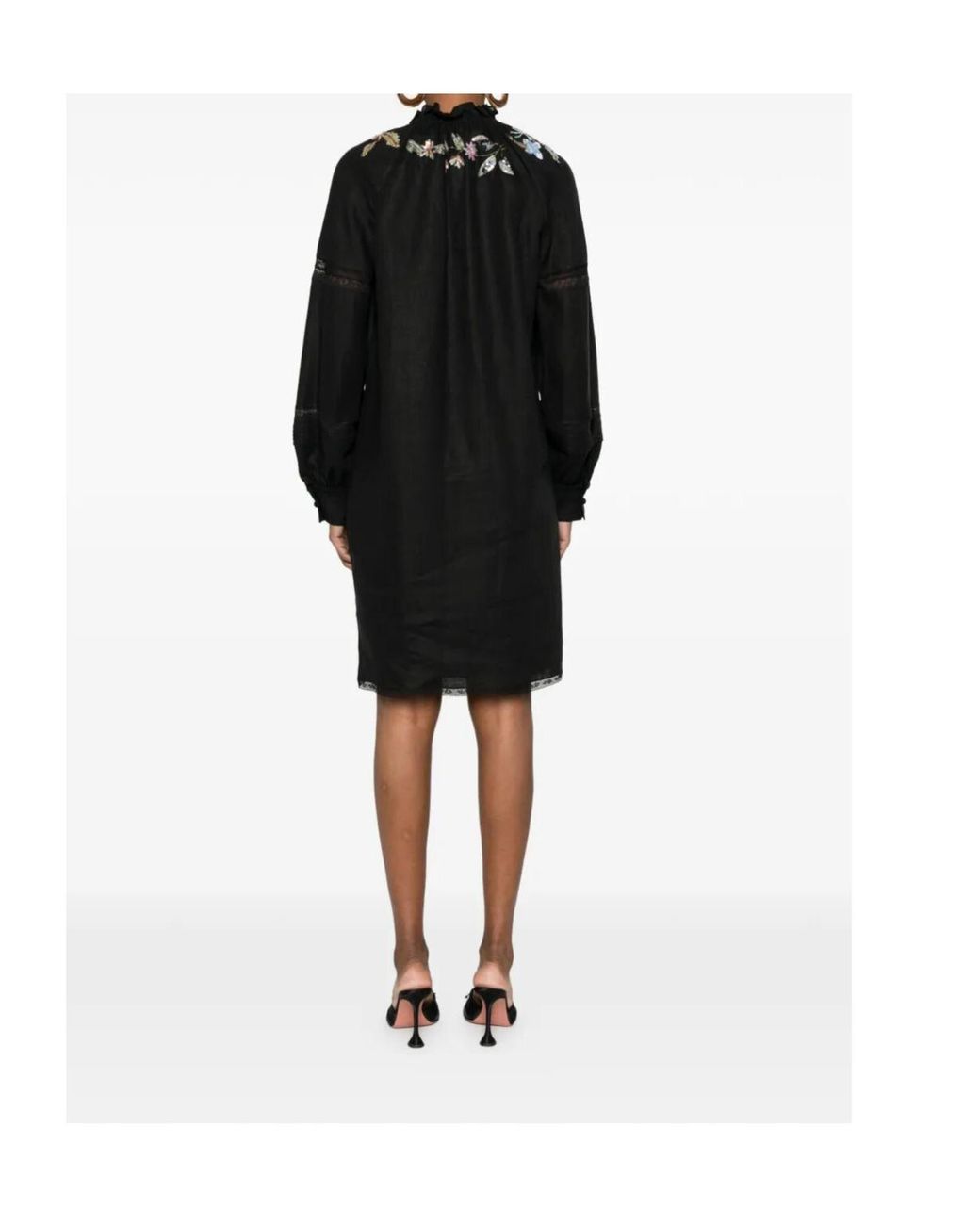 Valentino Black Floral Embroidered Dress