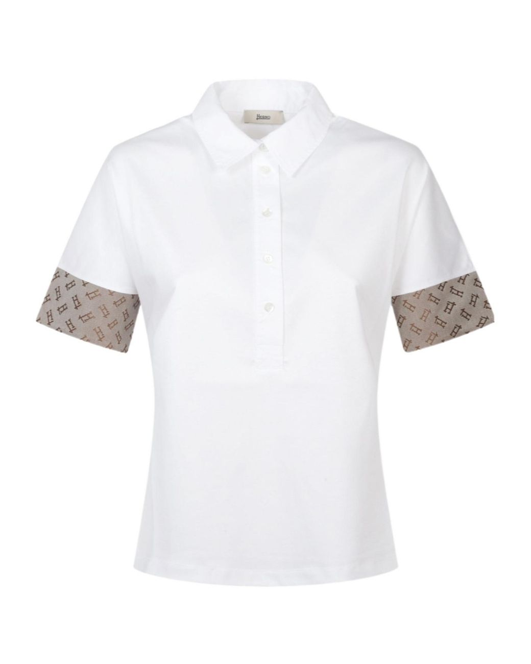 Herno White Button Detailed Short-Sleeved Shirt