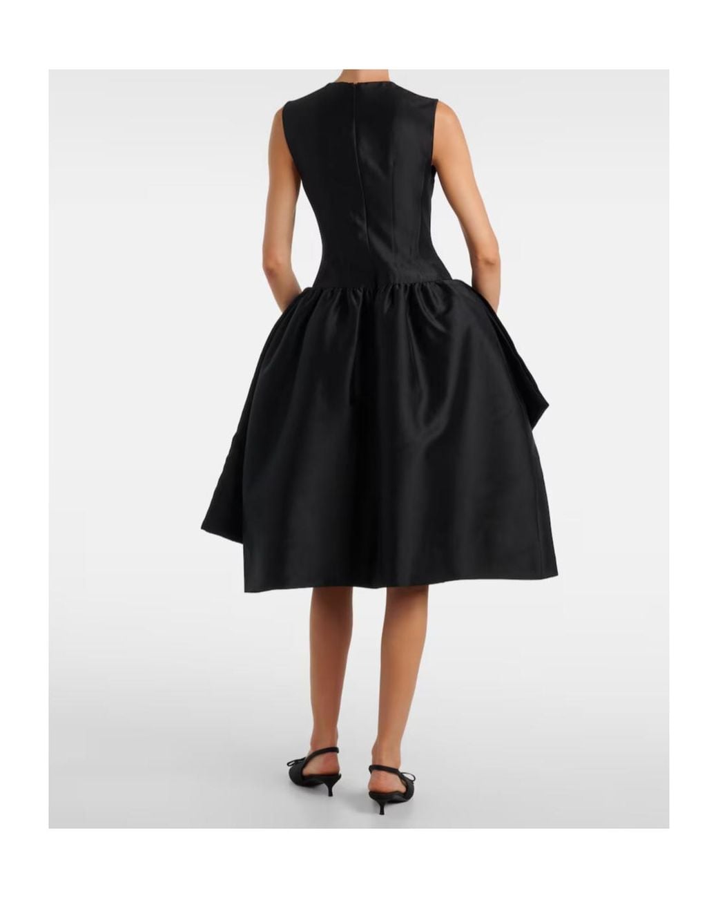 ShuShu/Tong Black Bow-Detail Midi Dress